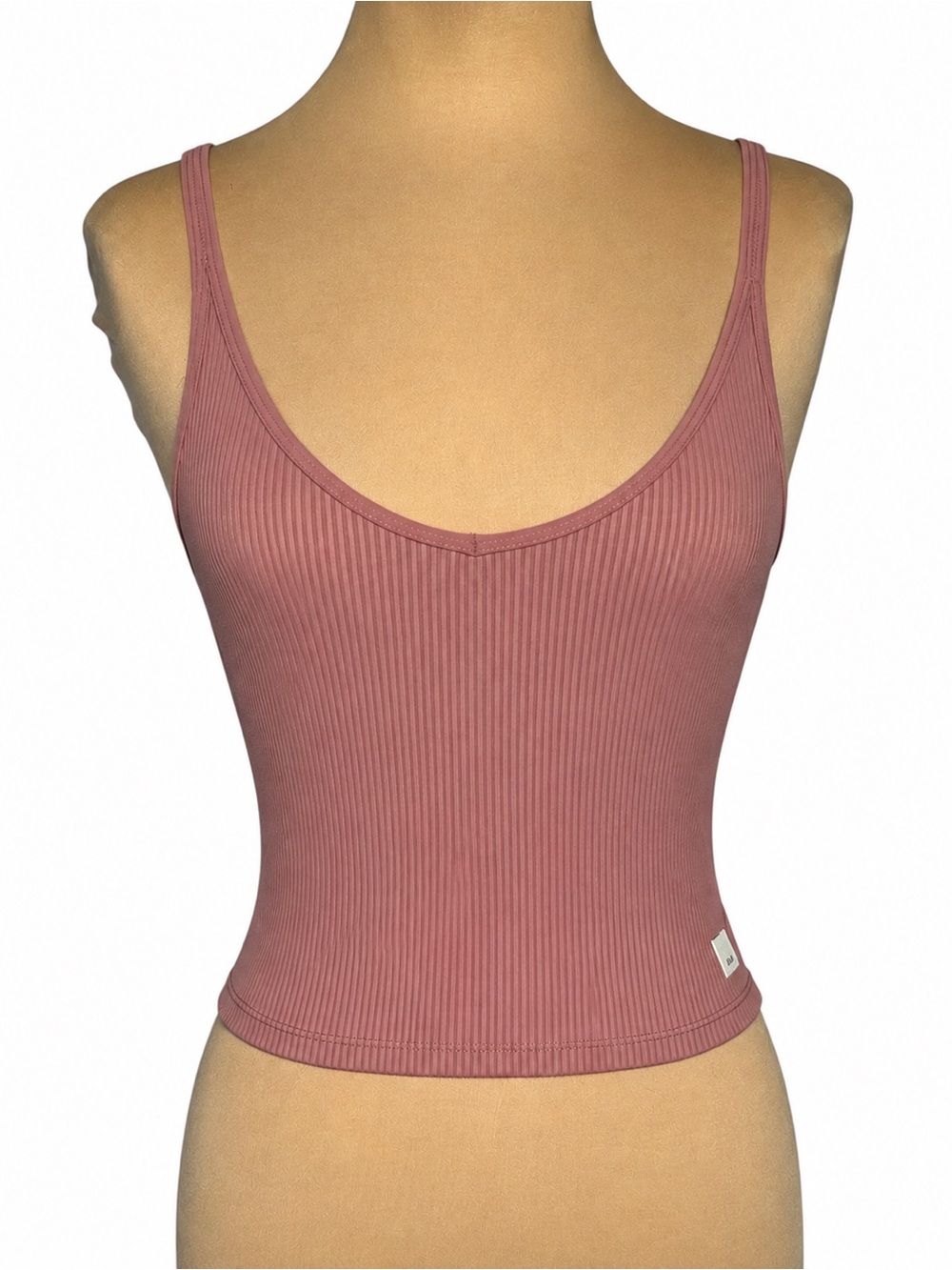 Vuori Rib Crop Tank Women’s Dusty Rose Mauve Criss Cross Yoga Top Size Medium - Picture 2 of 8